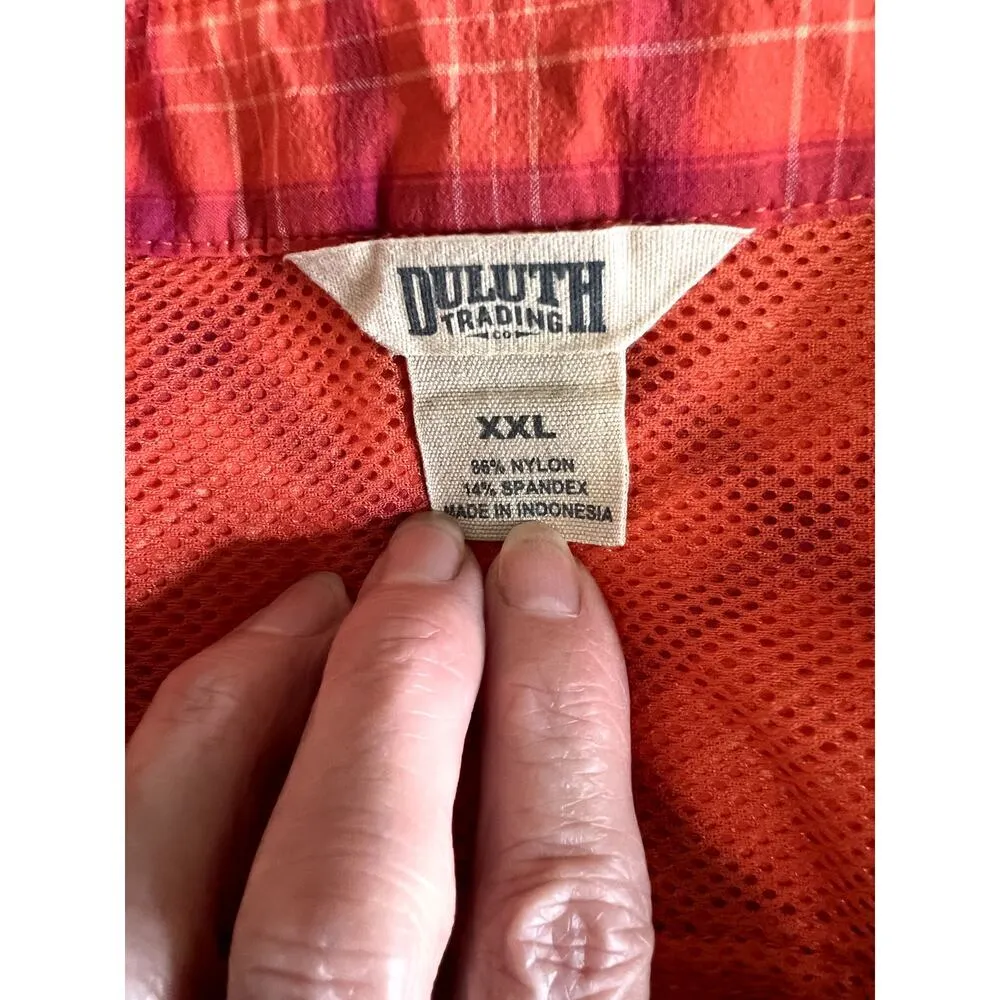 Duluth Trading womens size XXL Sidewinder Gardening shirt orange plaid button-up - Image 7