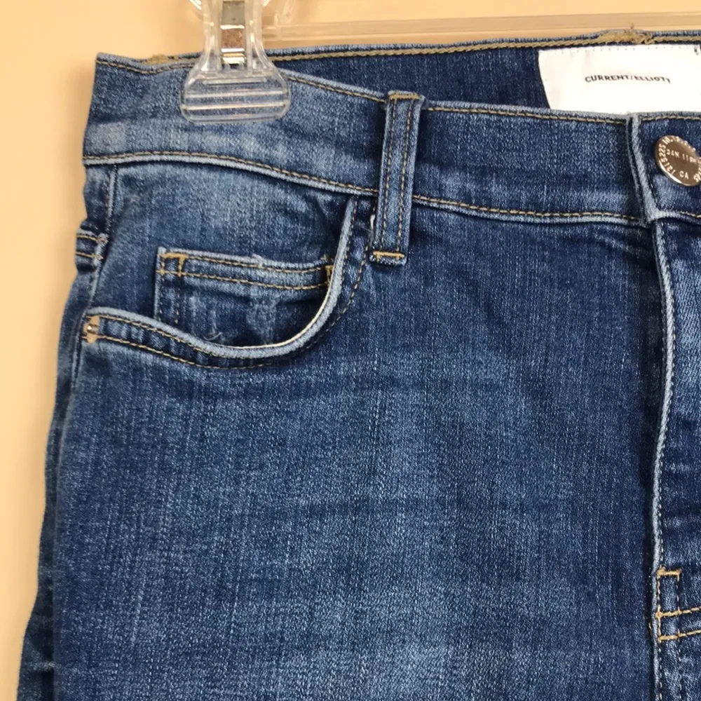 Women’s Distressed Knee Medium Wash Straight Leg Denim Jeans - Image 4