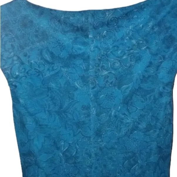 Vintage 90’s City Triangles Floral Blue High Low Dress sz Small - Image 2