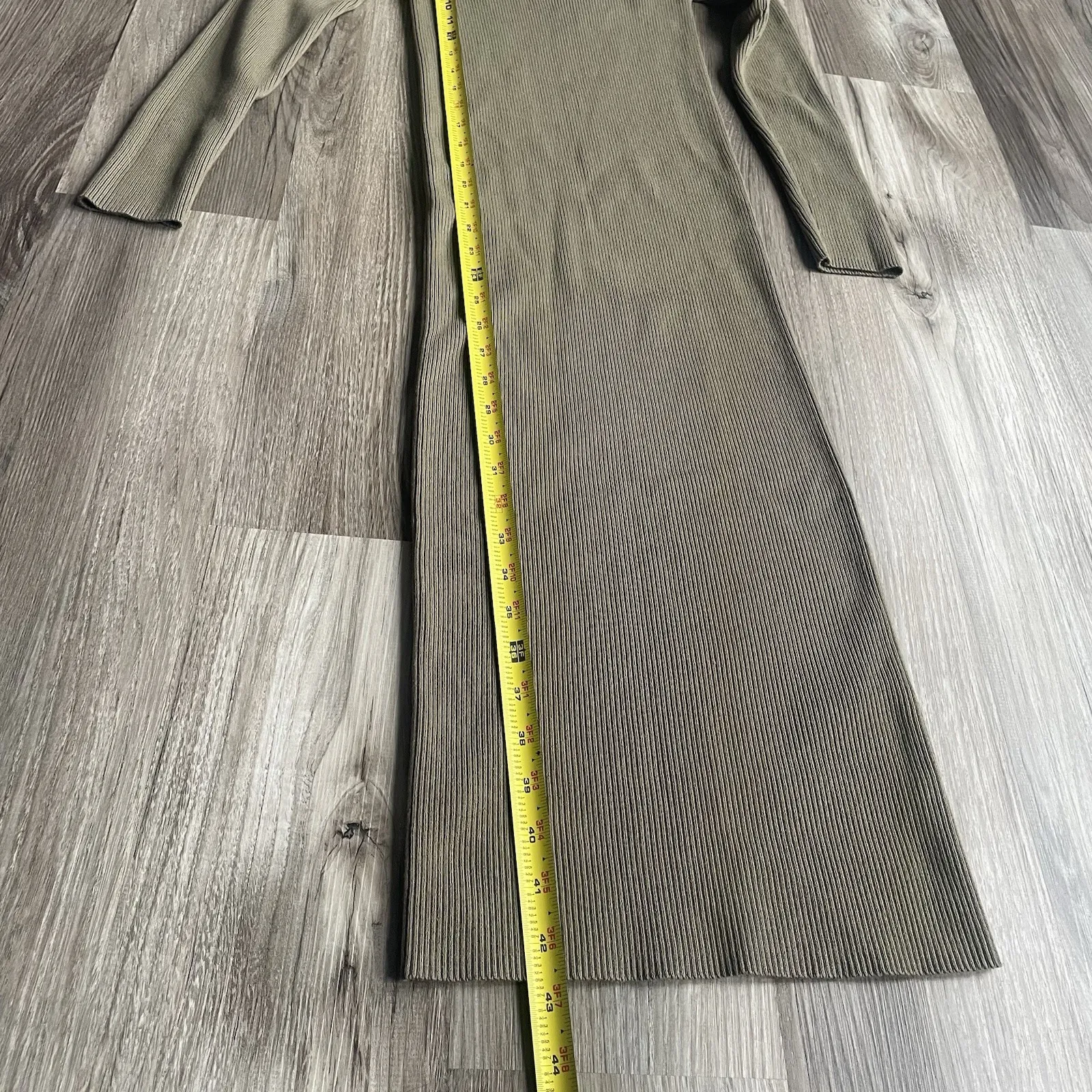 Zara Ribbed Knit Stretchy Midi Pencil Dress In Mid Olive Gree Size Small Stretch - Image 2