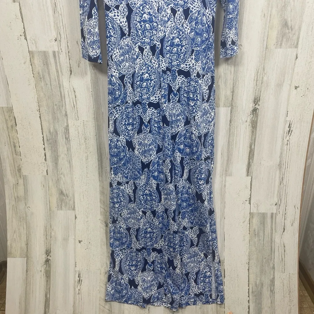 Lilly Pulitzer Anissa Maxi Dress Deep Indigo Snap To It 100% Pima Cotton Resort - Image 10