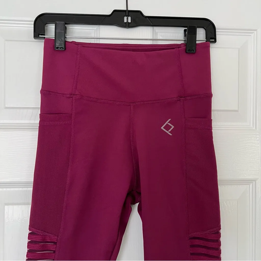 BSP leggings mesh sheer wine burgundy M Purple Size M - Image 2