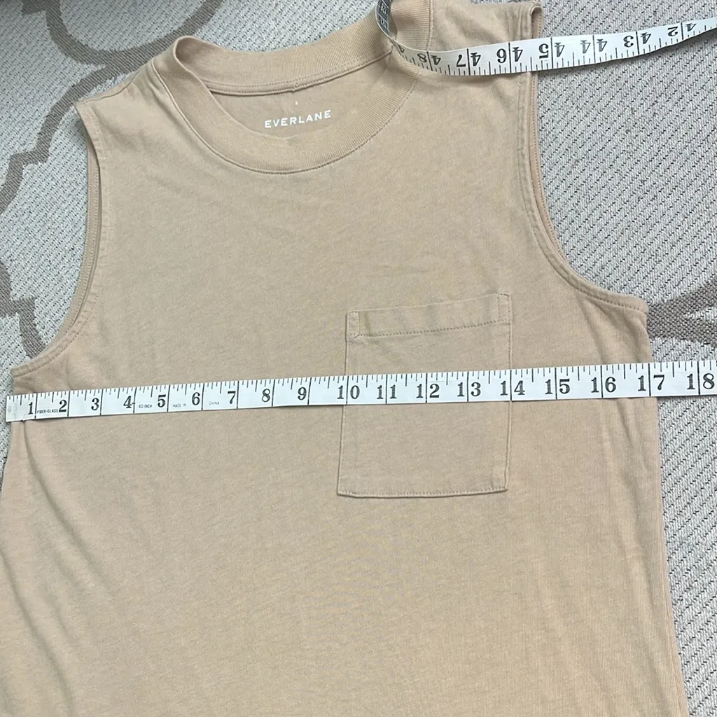 Everlane Tank Sleeveless chest pocket side slit Tan Dress, size small - Image 11