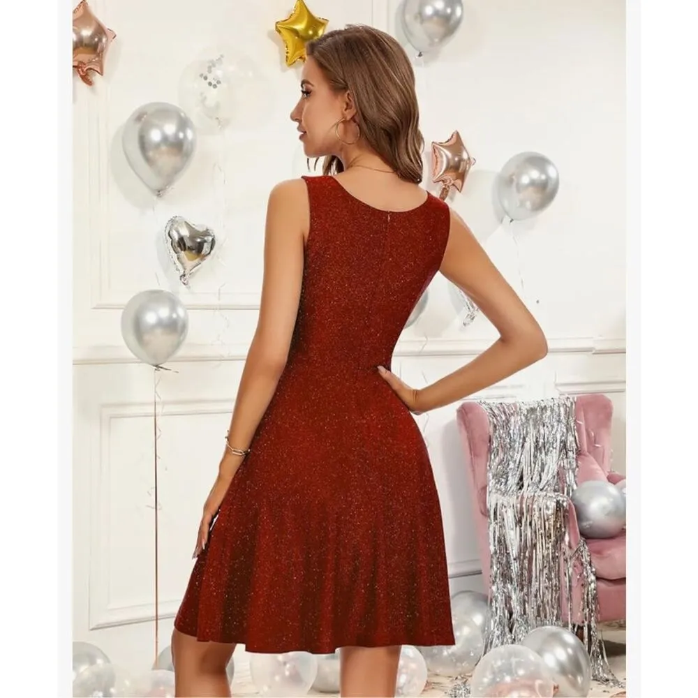 NEW Sparkly Homecoming Prom Party Glitter Wedding Guest Dress 2X Red - Image 2