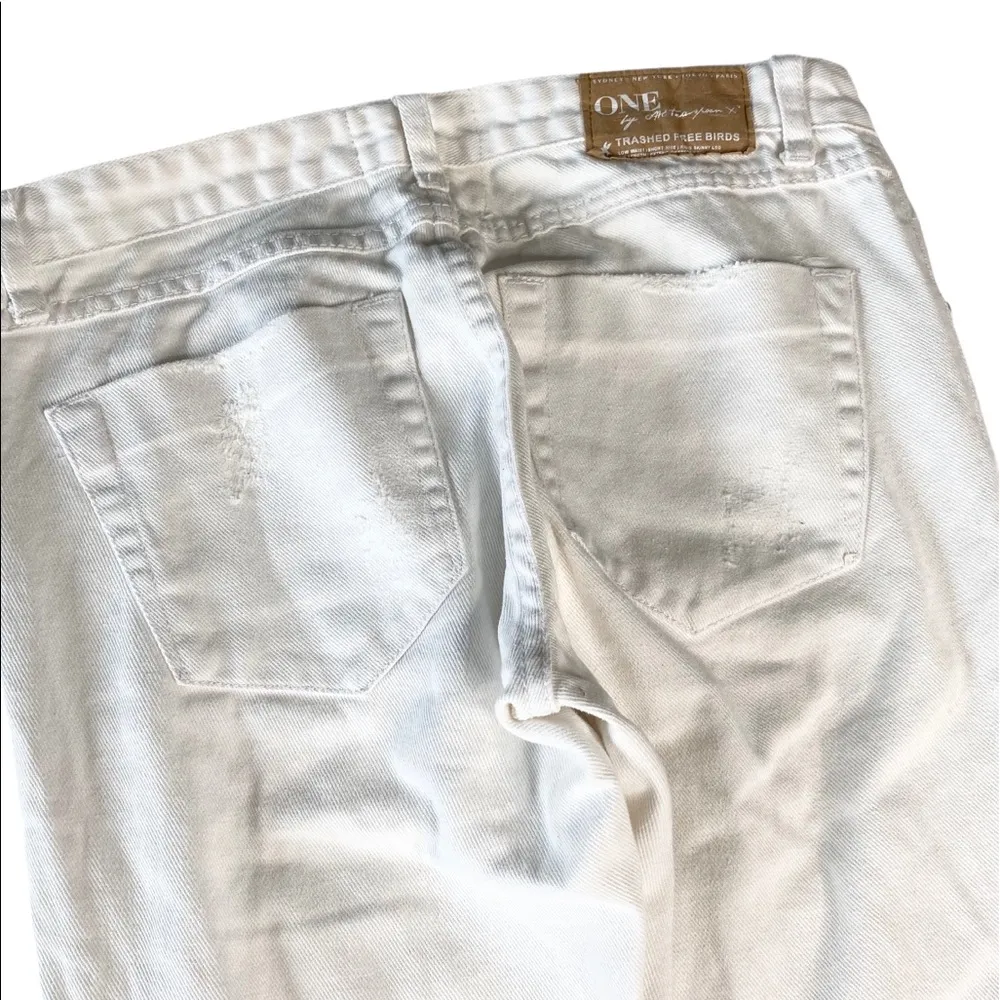 One Teaspoon ☻︎ Trashed Freebirds Ripped Destroyed Ankle Zipper Jeans ☻︎ White - Image 11