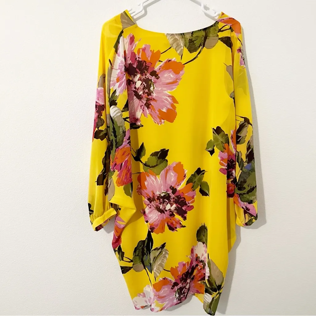 Trina Turk Gentle Floral Dress in Mimosa Yellow Kaftan Style Size Small S - Image 7