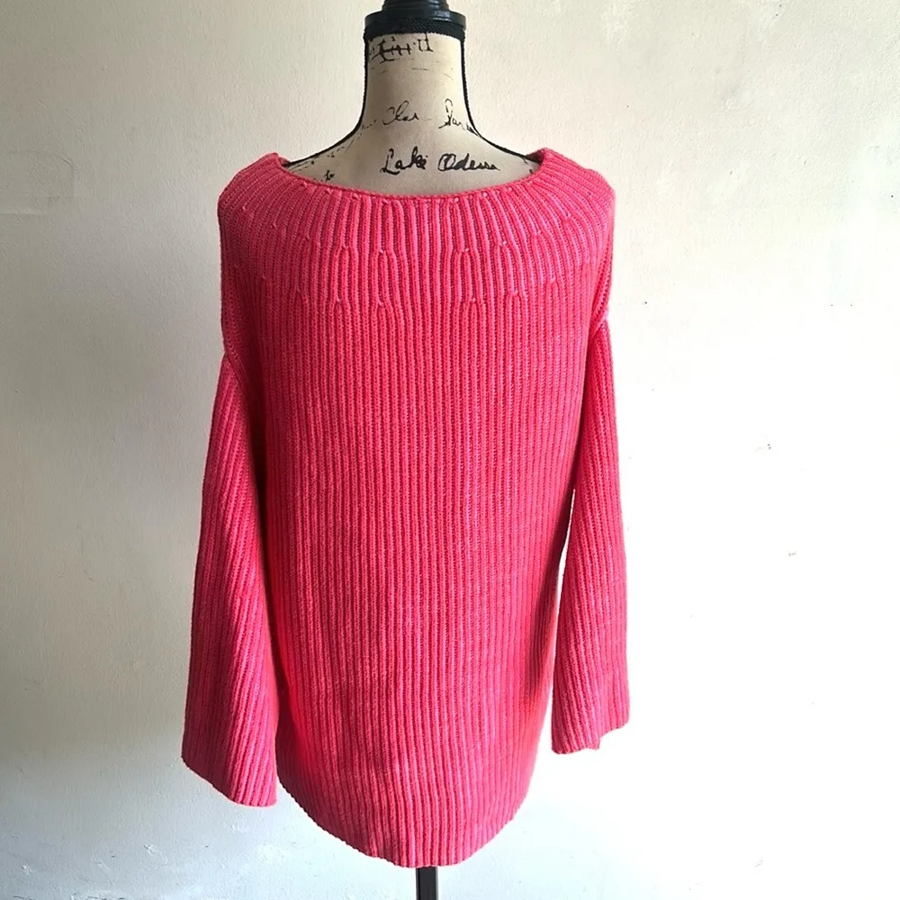 Free People Charlotte Blossom Glow Pink Rose Boho Oversized Sweater Sz Med NWT - Image 8