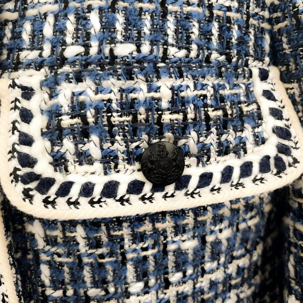 Veronica Beard Brim Tweed Button Blazer Jacket Coat Bell Sleeve Collarless 4 - Image 10