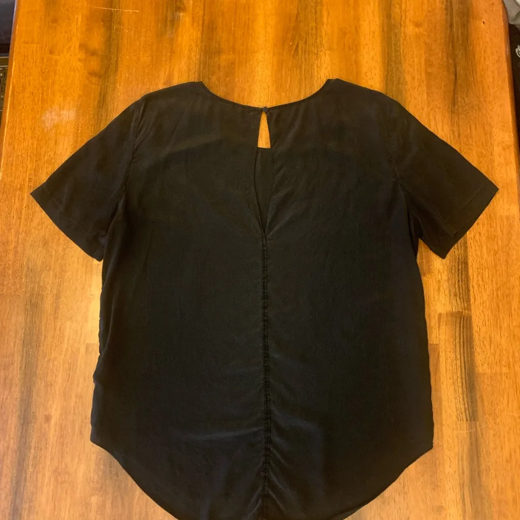 Armani Exchange Blouse XL Black Elegant 100% Mulberry Silk Short Sleeve Luxury - Image 5