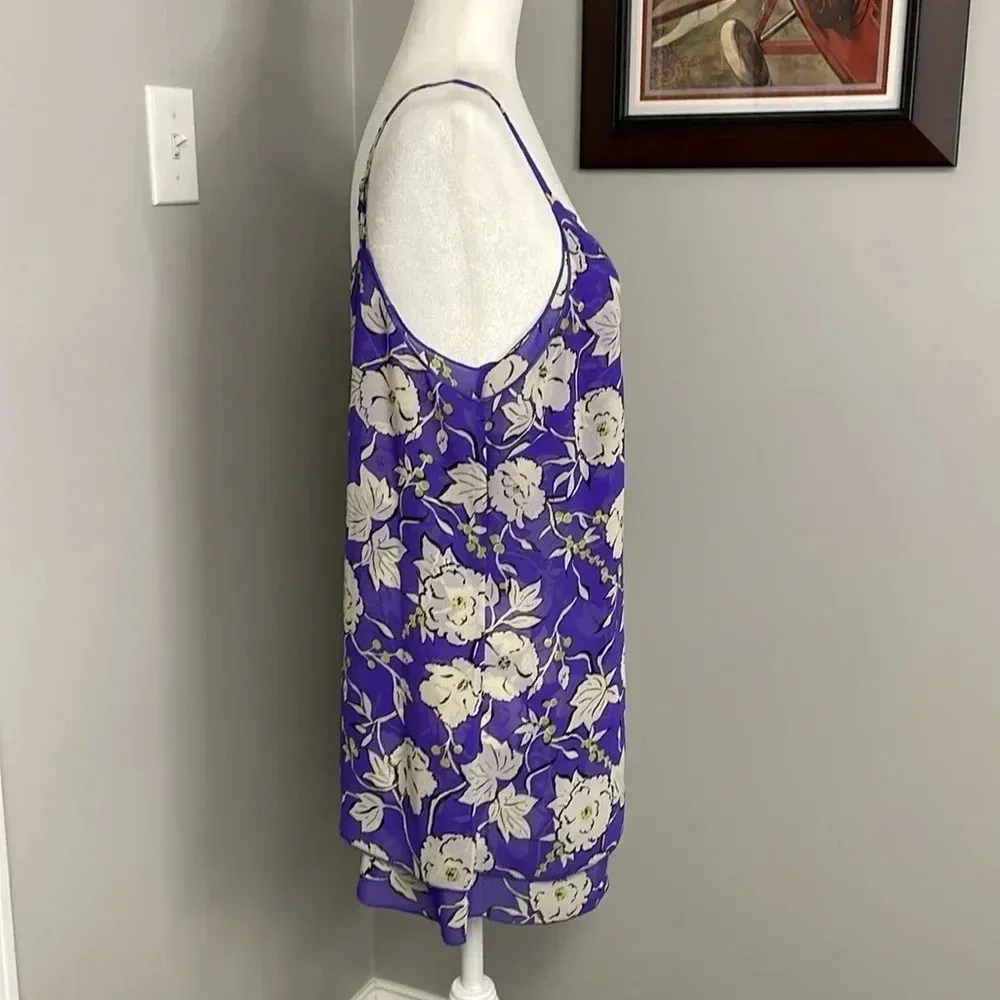 Cabi Nantucket Cami Size M Purple Floral Sleeveless Spaghetti Strap Feminine - Image 3