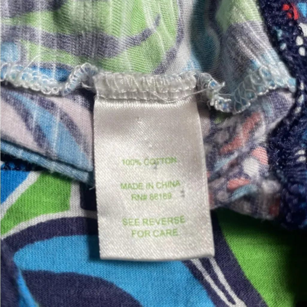 Lilly Pulitzer Women’s Small Tunic Dress Tropical Print Blue Green Cotton As Is - Image 12