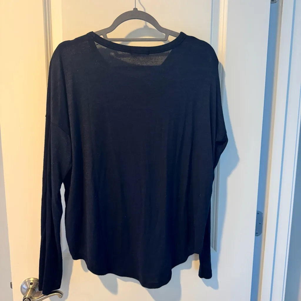 Rag & Bone Hudson Long Sleeve Navy Blue & Black T-Shirt | L - Image 6