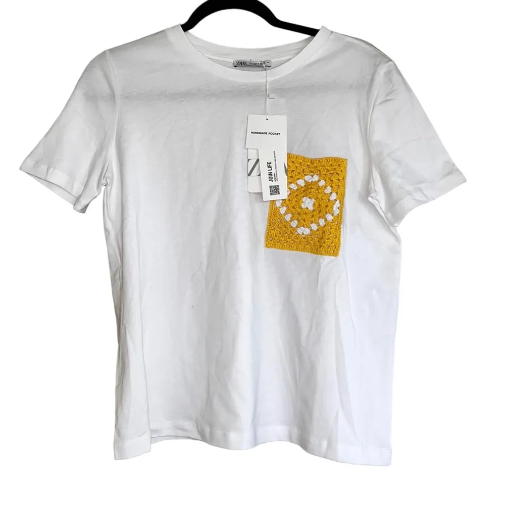 NWT ZARA Crochet Handmade Pocket Short Sleeve T Shirt Small - Image 9