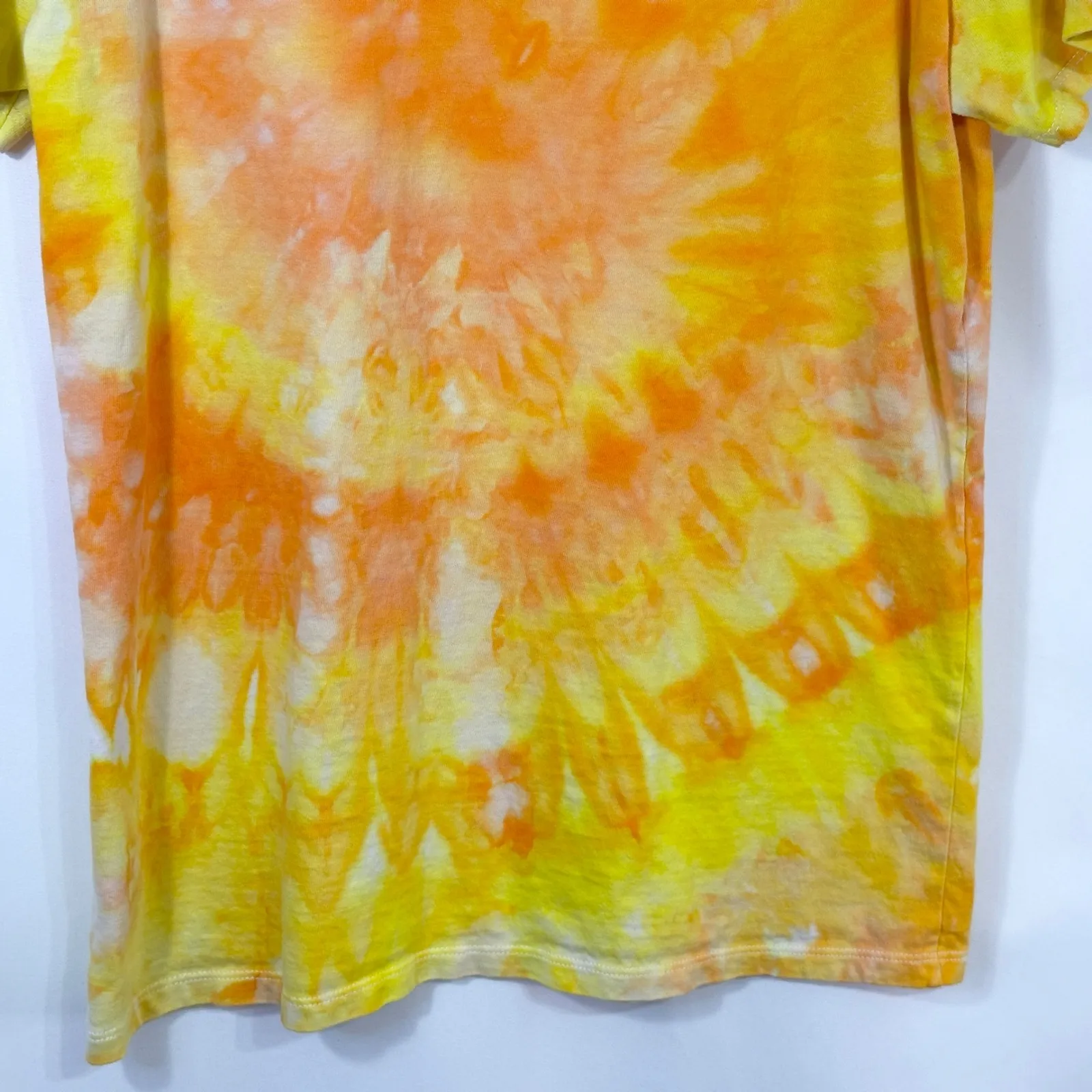 Life‎ is Good Small Top Handmade Tie Dye T-Shirt V Neck Short Sleeve Yellow 444 - Image 11