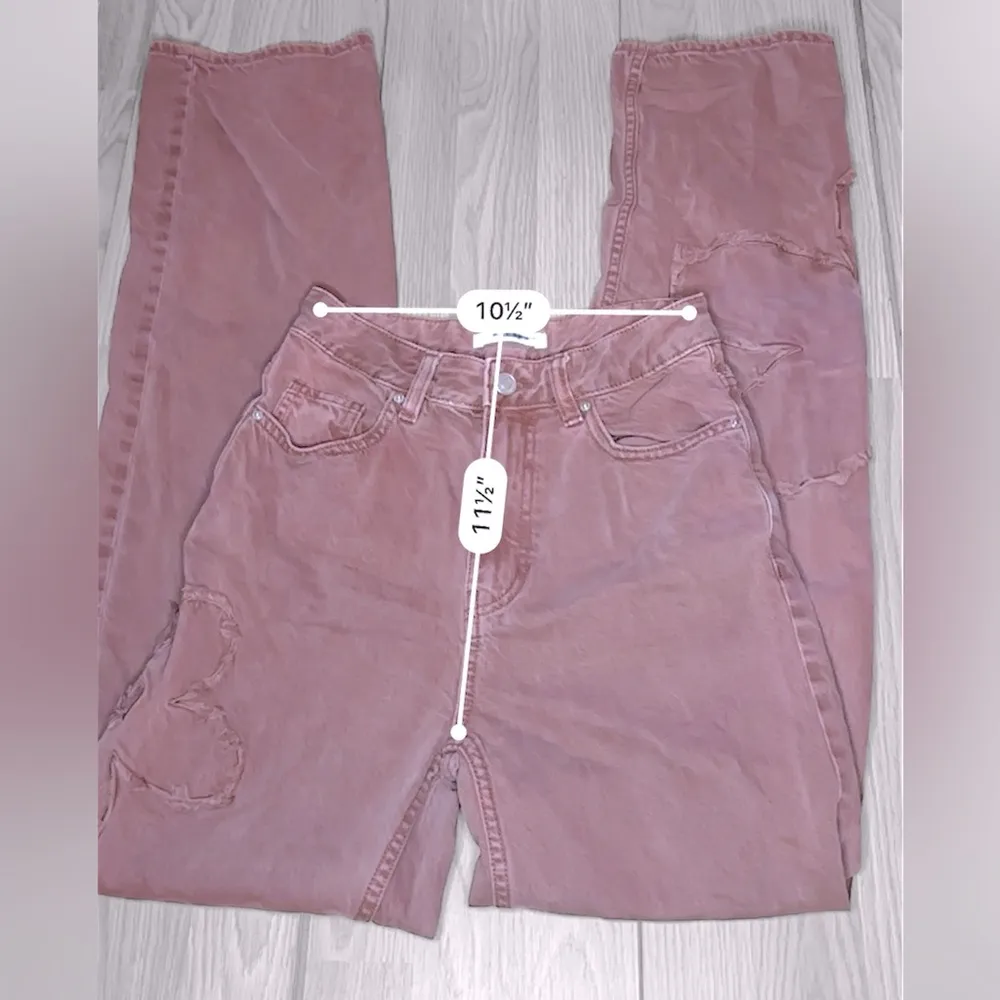 PACSUN Women’s 90’s Boyfriends Flower Embroidered Maroon Jeans - Image 11