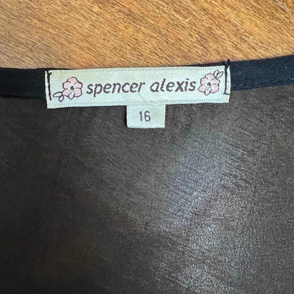 SPENCER ALEXIS Cardigan Womens 16 Black Long Bell‎ Sleeves Floral Lace Open Mesh - Image 10