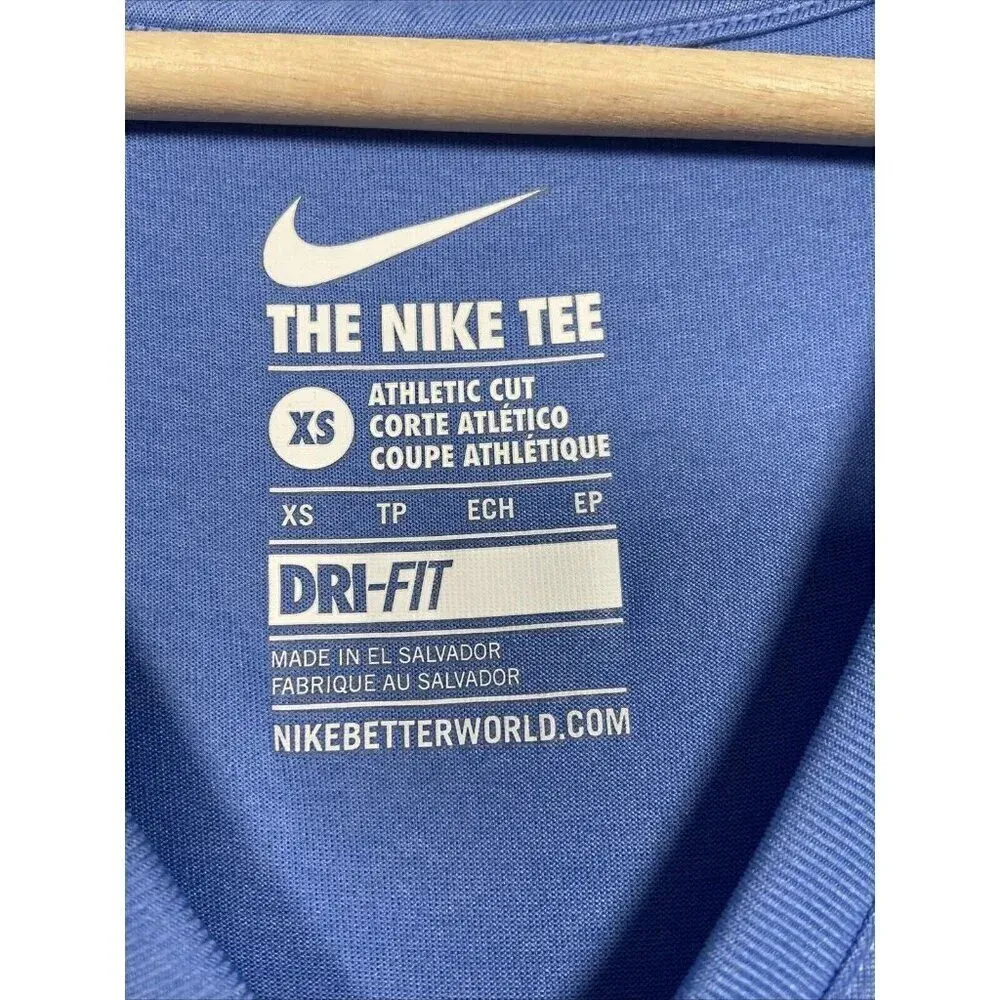 Nike Women's Athletic Cut Dri-Fit V-Neck T-Shirt Size XS Blue Purple Lightweight - Image 5