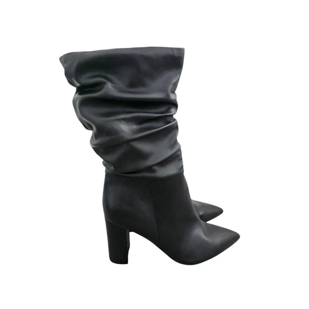 Marc Fisher Gomer Size 10 Women Black Heeled Boot Pointed Toe Block Heel Slouchy - Image 2