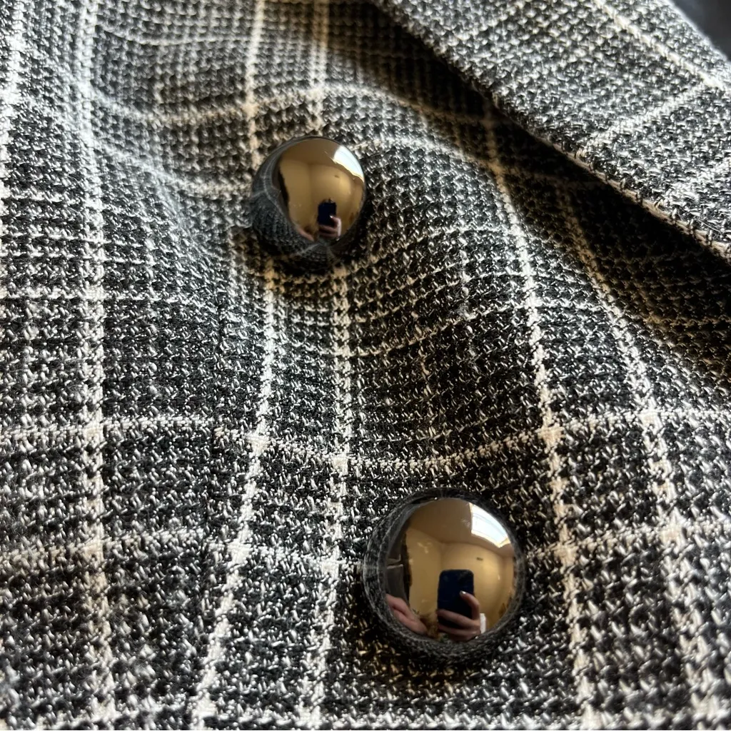 Lini The Evelyn Gray Plaid Long Sleeve Double Breast Blazer Size XS - Image 11