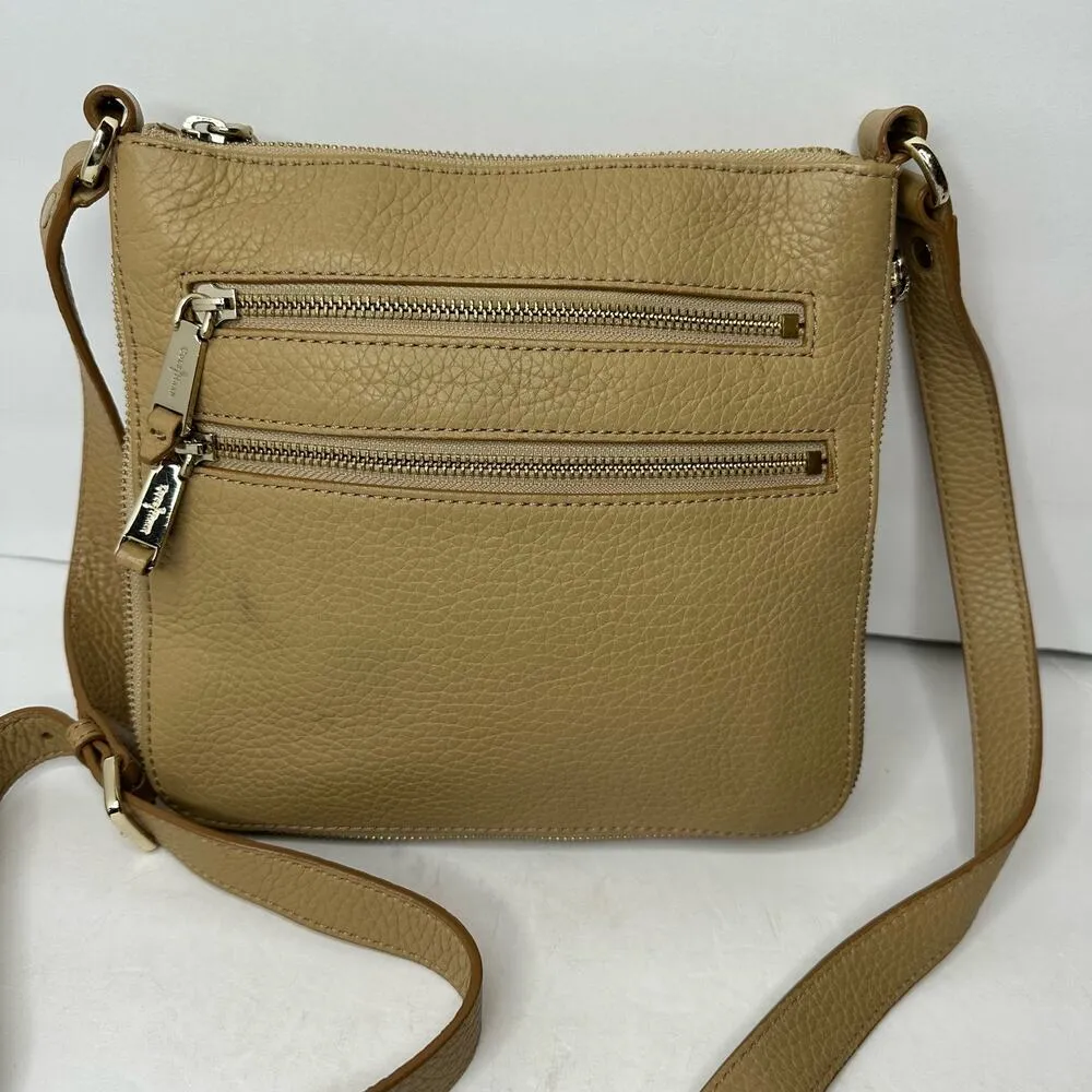 Cole Haan Womens Village Sheila Crossbody Pebble Grain Leather Bag Sandstone - Image 3