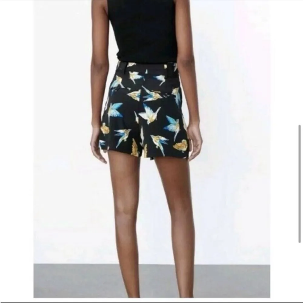 ZARA Bird Print Paperbag Shorts Multicolor XS - Image 5