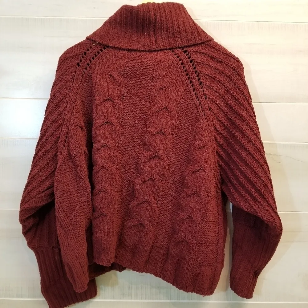 {M} Moon & Madison Maroon Chunky Knit Sweater - Image 2