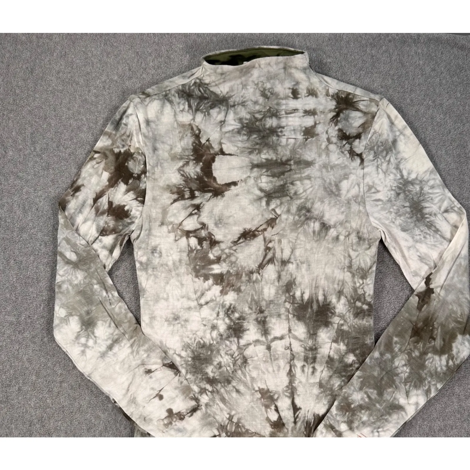 Lovers and Friends Ivanna Midi Dress Womens Medium Green White Tie Dye Mock Neck - Image 2