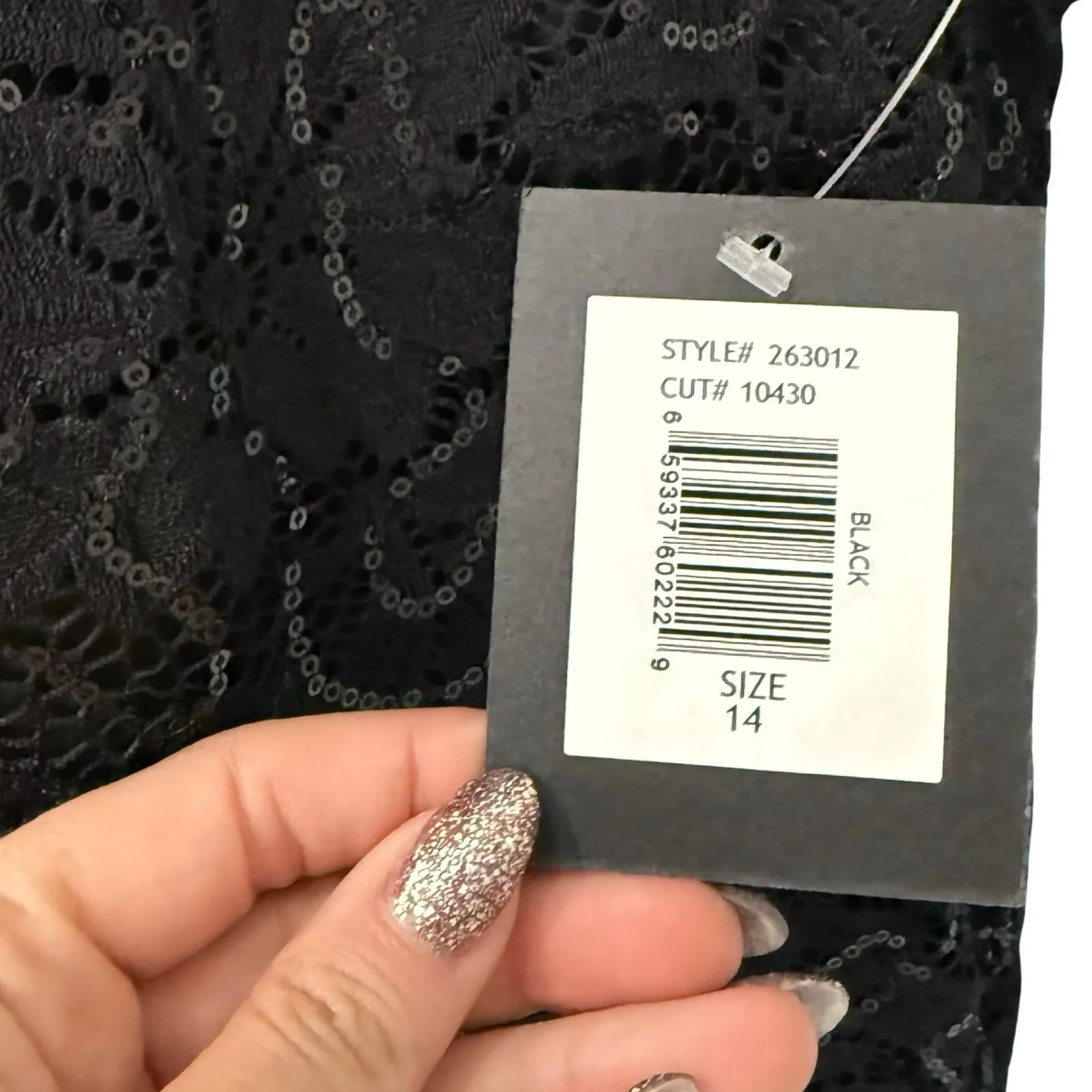 Marina Black Sequin Sheer Long Sleeve V - Image 3