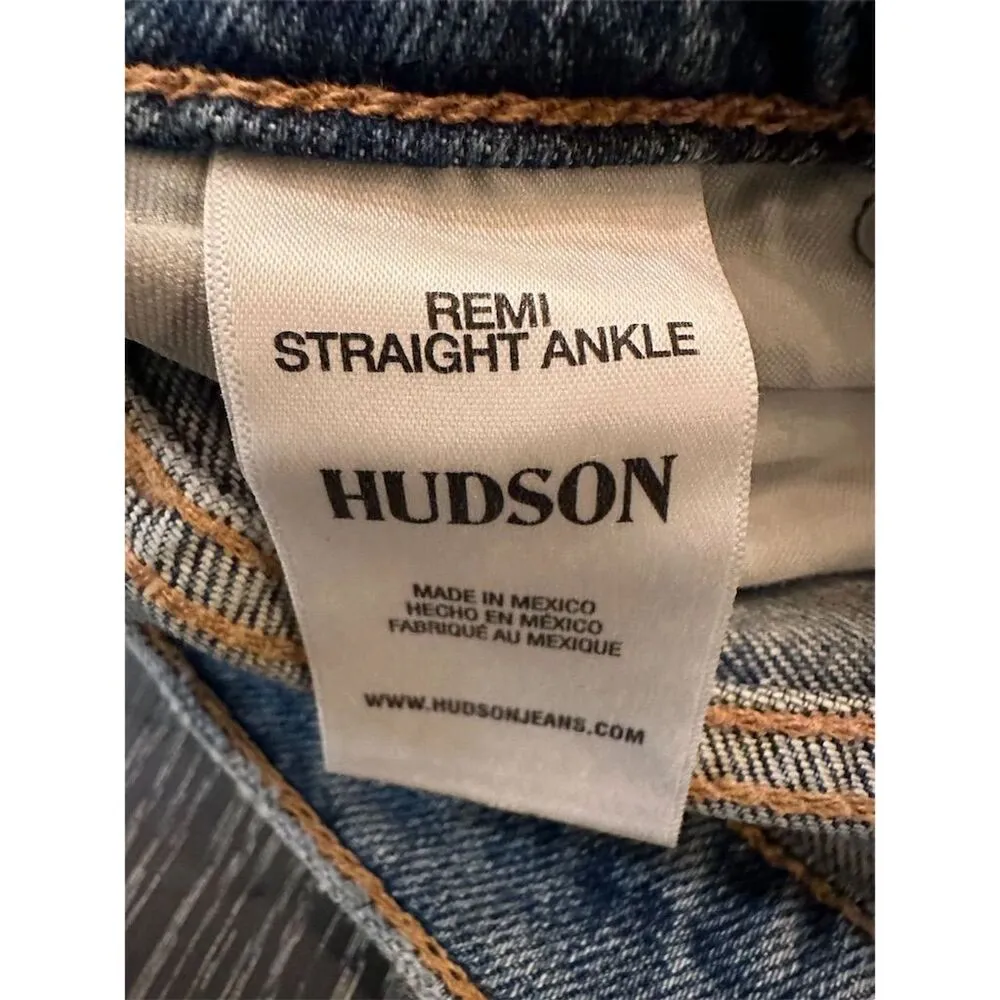 Hudson Remi Straight Ankle Women's Jeans Size 28 Blue Paint Splatter Distressed - Image 8