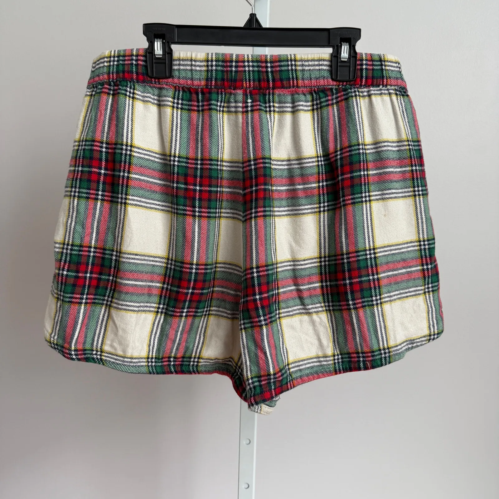 Aerie  Shorts Size L White Multi-color Plaid‎ - Image 8
