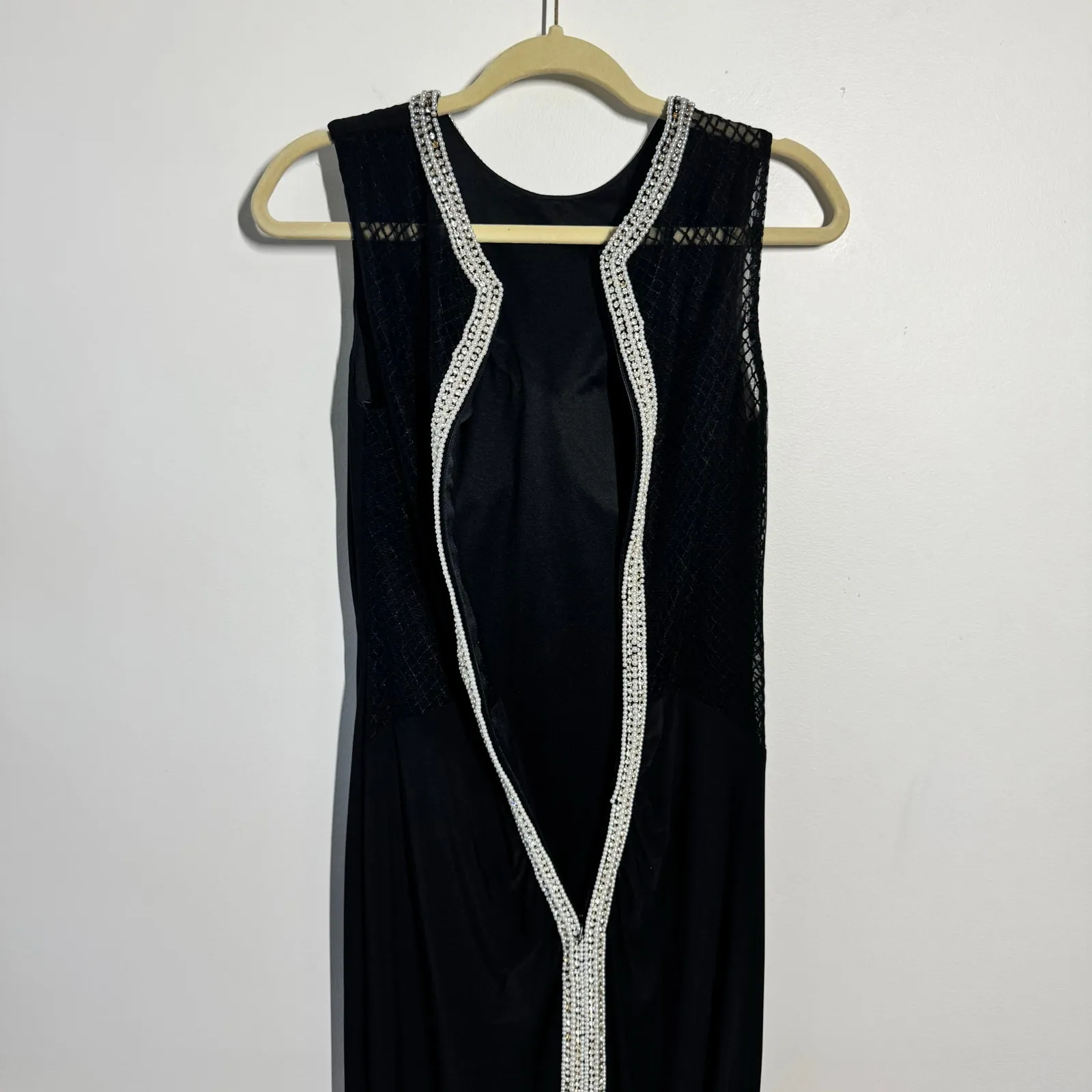 Sivalia Couture Formal Prom Gown Women Black Glam Bling Elegant Sheer Back Party Blue - Image 10