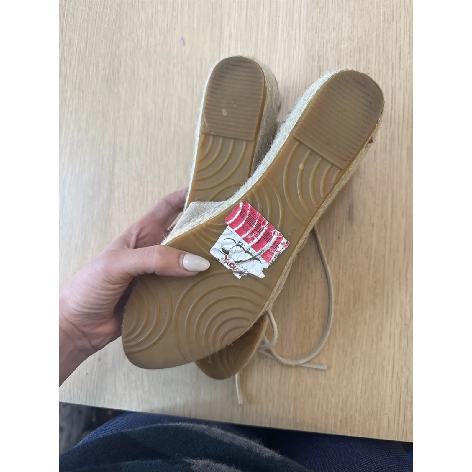 FABIOLAS Made In Spain Suede Espadrilles Ankle Wrap Tie Sandals Shoes 39/ US 9 - Image 6