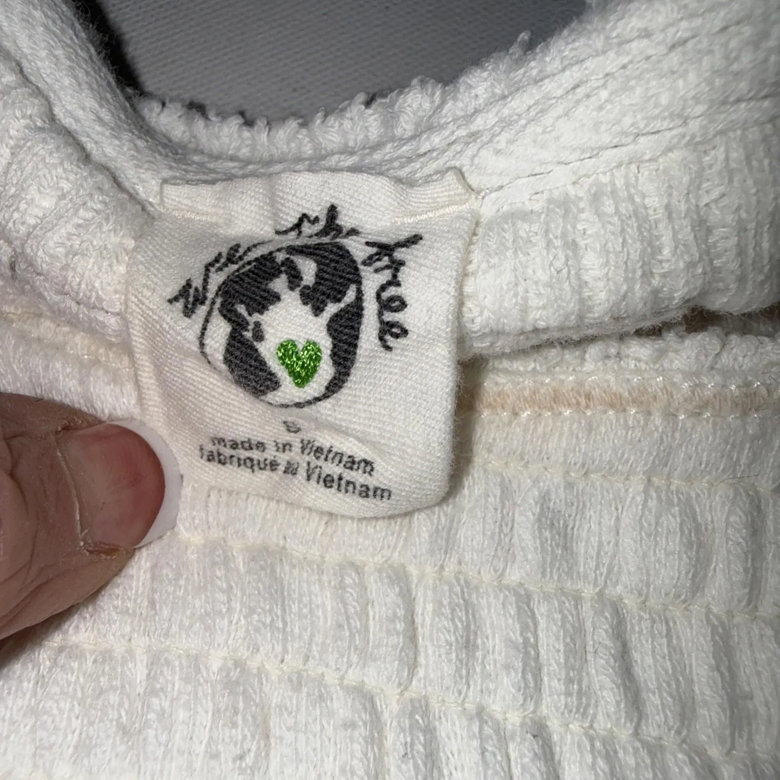 Free People Care Gauze Boho Minimalist Textured Ivory Stretch T-Shirt Size Small - Image 10