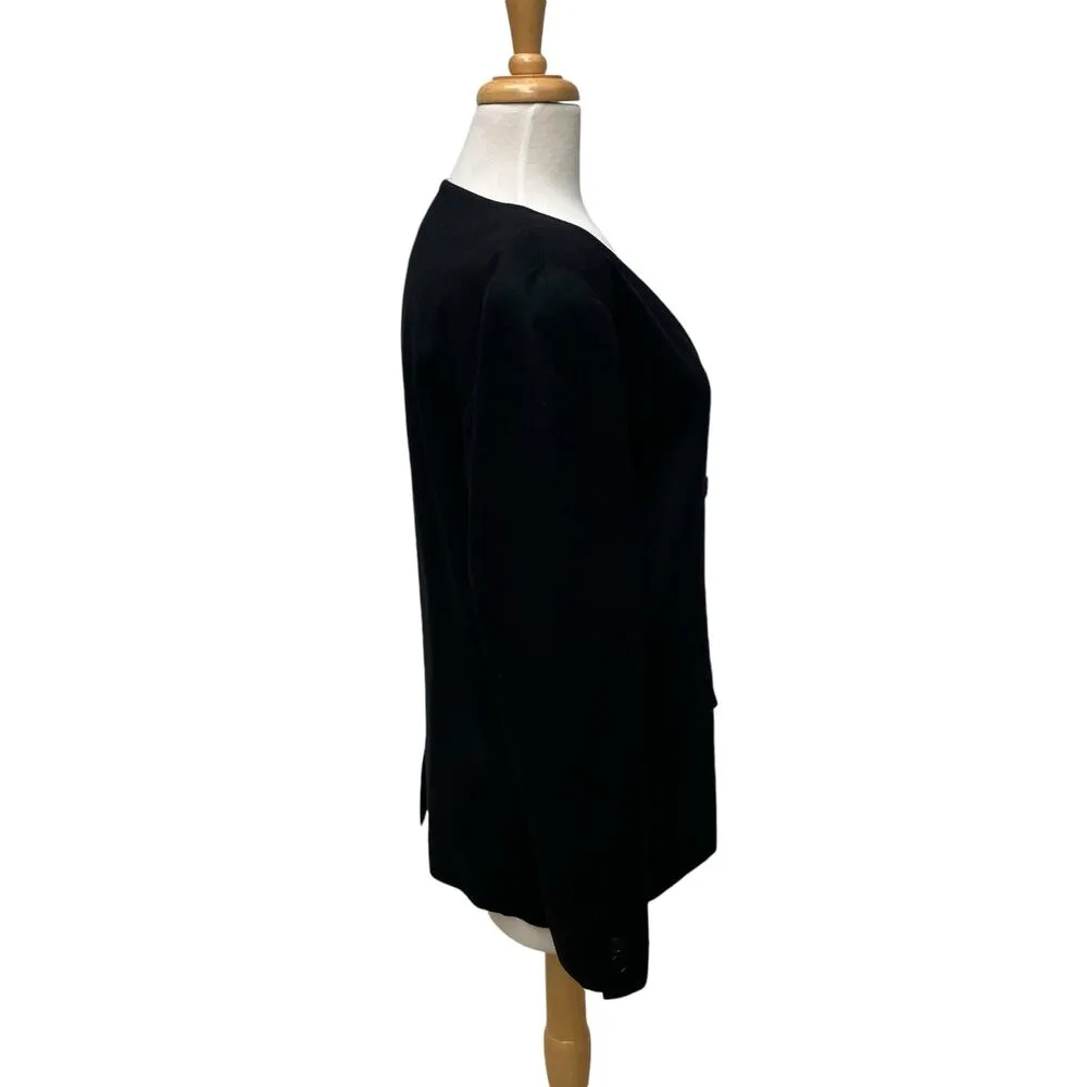 Vtg Mondi Blazer Jacket Sz 40/8 Black Double Breasted V Neck Wool Careerwear - Image 6