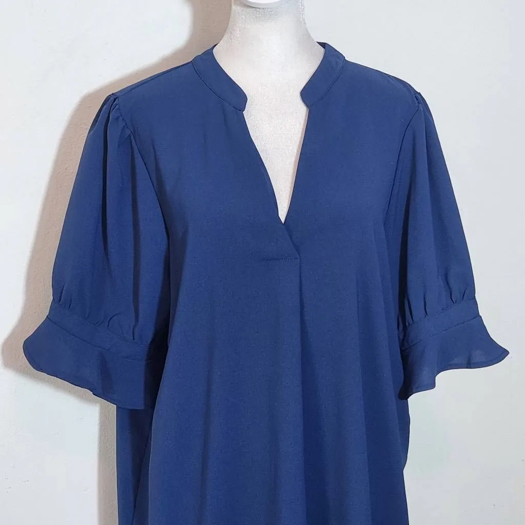 Blue Short Sleeve Shift Dress Size XL Blue Wedding Guest Dress - Image 4
