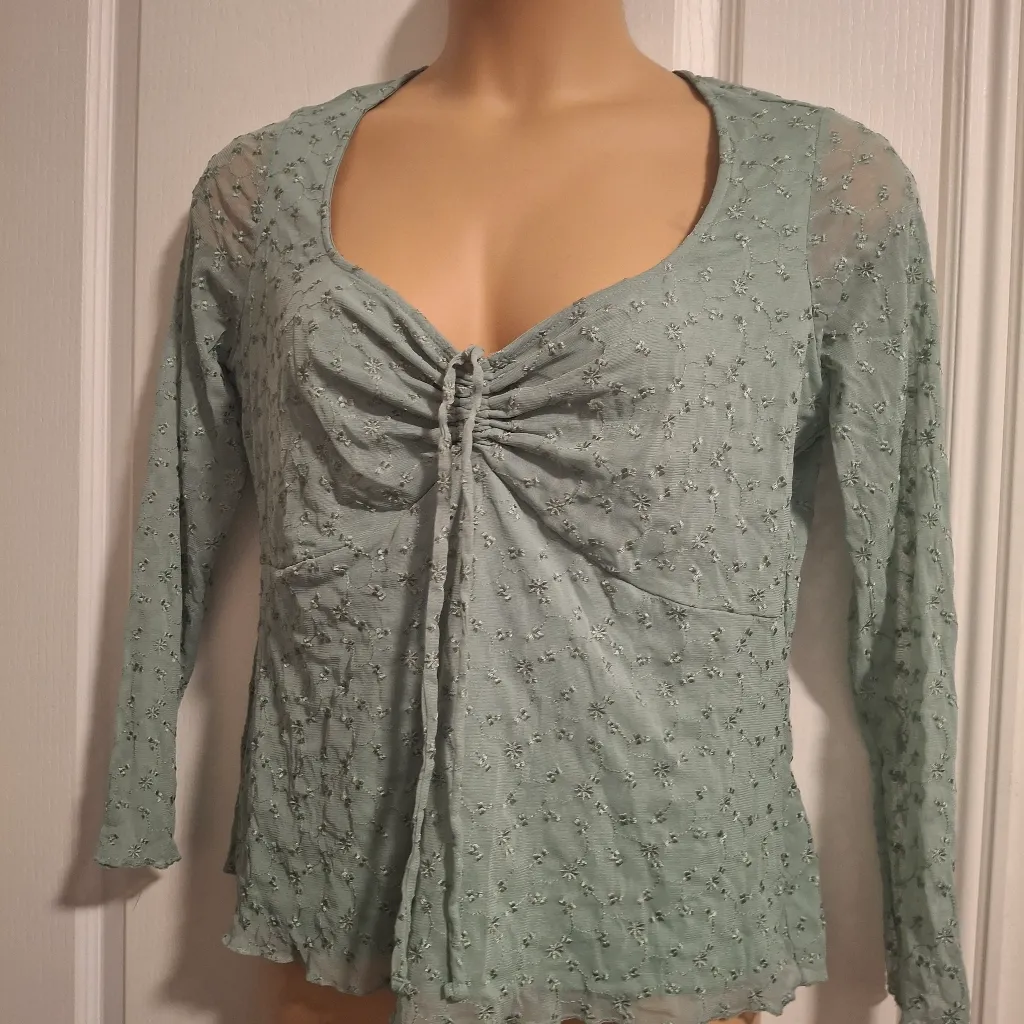 Torrid Sz 00 Green Floral Long Sleeve Top - Image 4