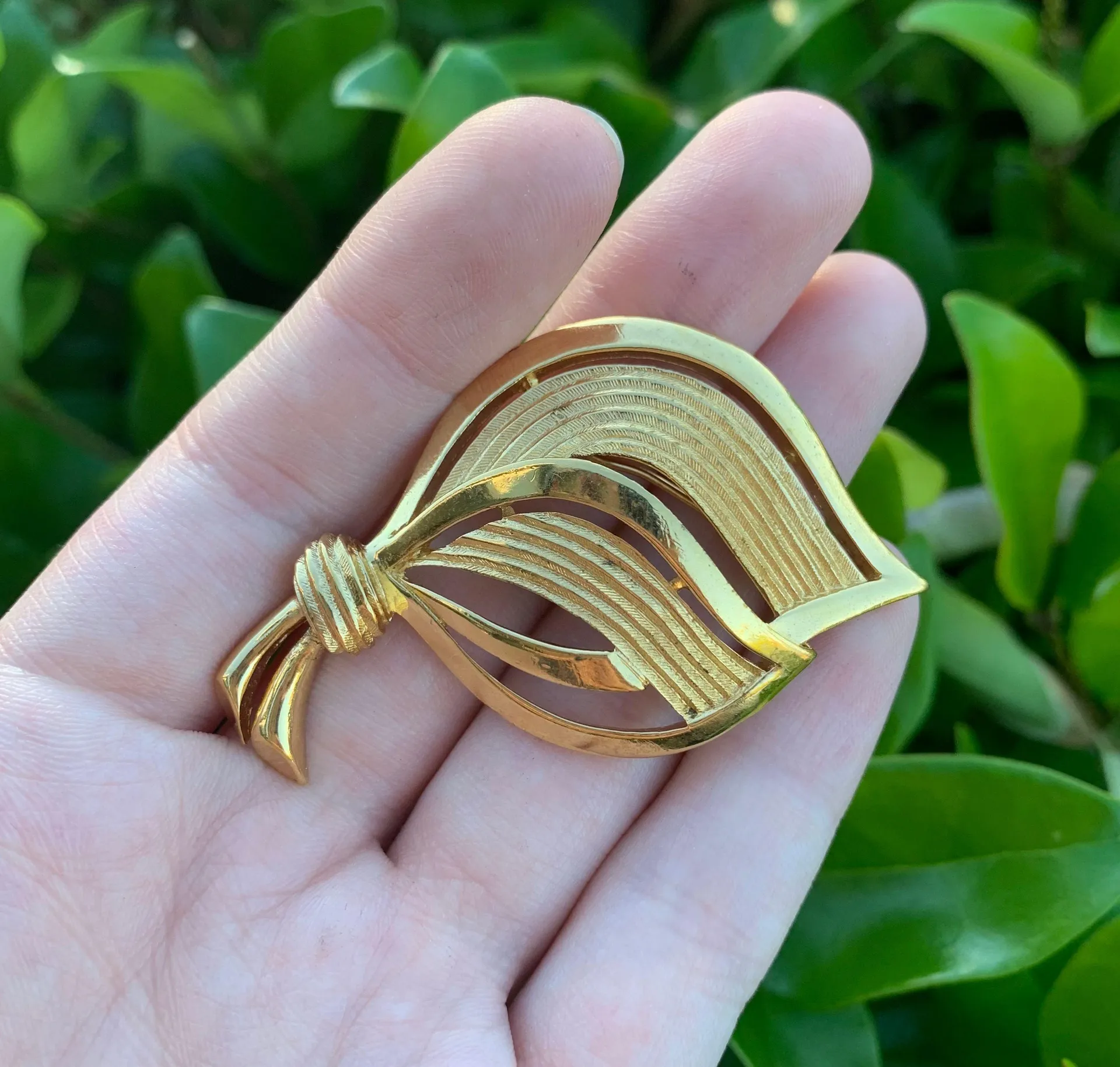 Vintage Signed  Gold Brooch Pin - Image 2