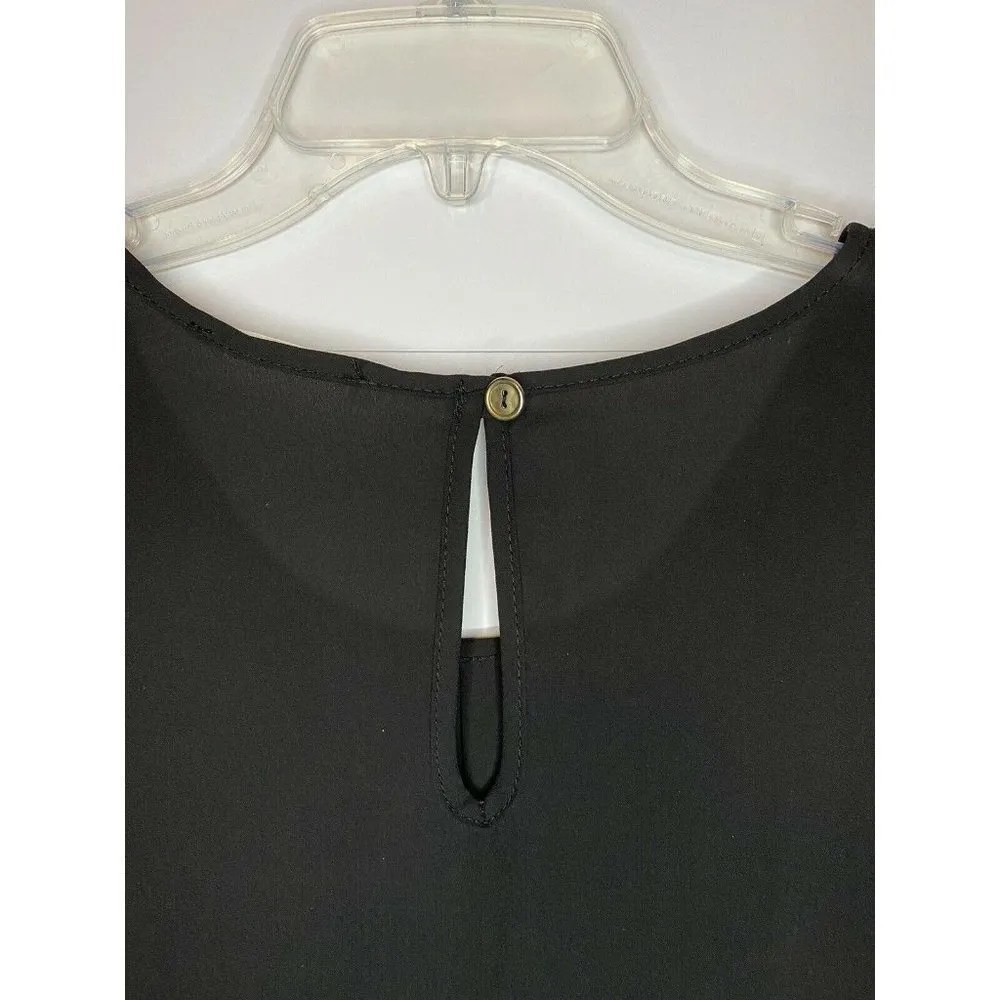 Newbury Kustom Women's Black Top Blouse Size Small Roll-Up Sleeve Classic EUC - Image 6