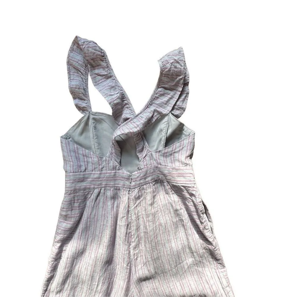 Anthropologie Elevenses Nantucket Linen Jumpsuit Lavender Lilac Sz 4 - Image 5