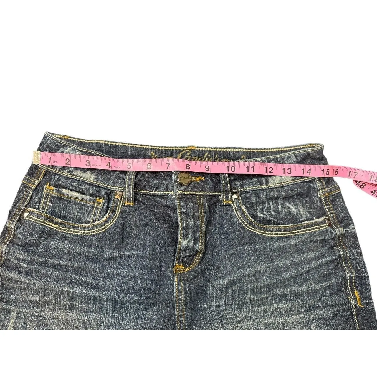 Vintage Candies Y2K Candies Distress Demi Low Rise Mini Skirt Juniors size 7 jrs Blue - Image 6