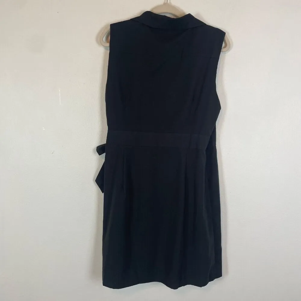 NWT Simply Noelle Womens L/XL Black Sleeveless Collared Wrap Dress Button Detail - Image 6