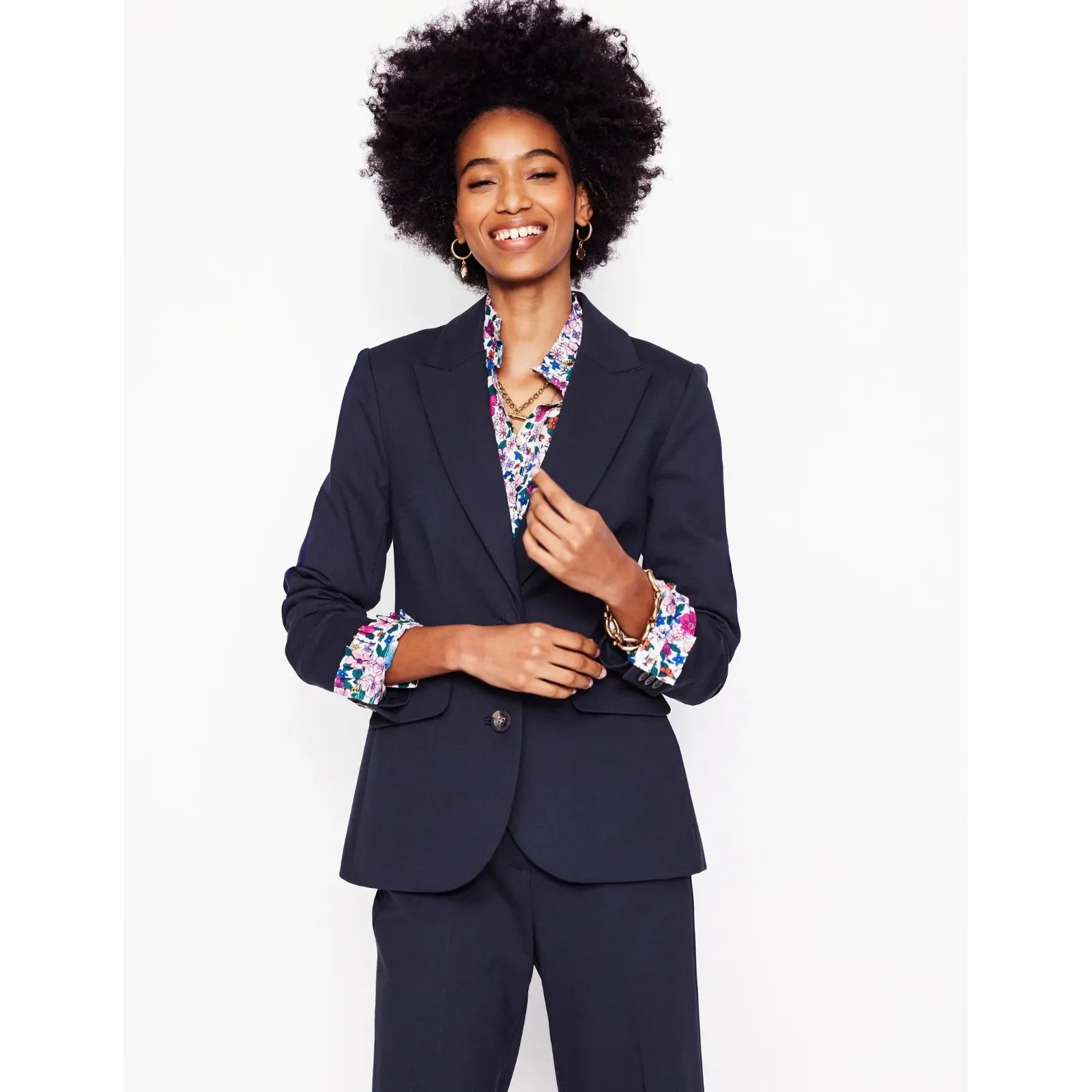 Boden Navy Blue Marylebone Ponte 2 Button Blazer Size 8P - Image 2