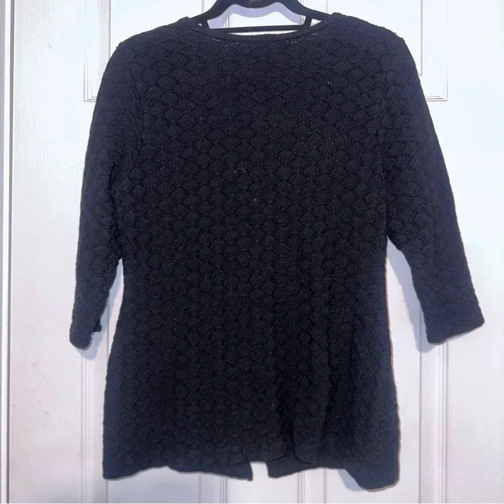 ST JOHN KNIT Black Gold Button Sweater Cardigan 3/4 Sleeve women’s 10 - Image 4
