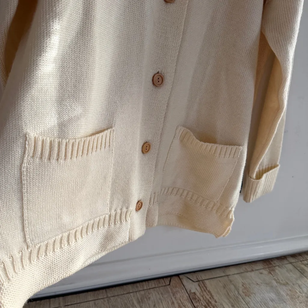 WoolOvers British Cream Wool Cardigan Button - Image 4