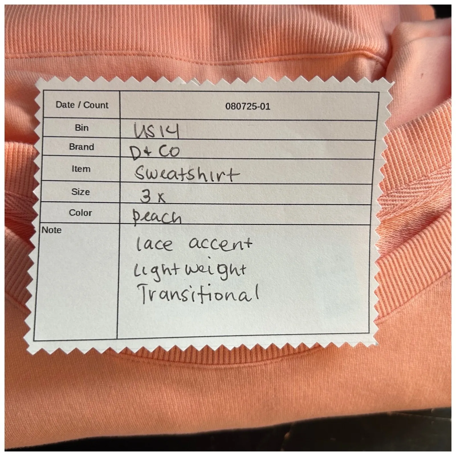 Denim‎ And Co French Terry Lined Sweatshirt Peach 3X Orange - Image 11