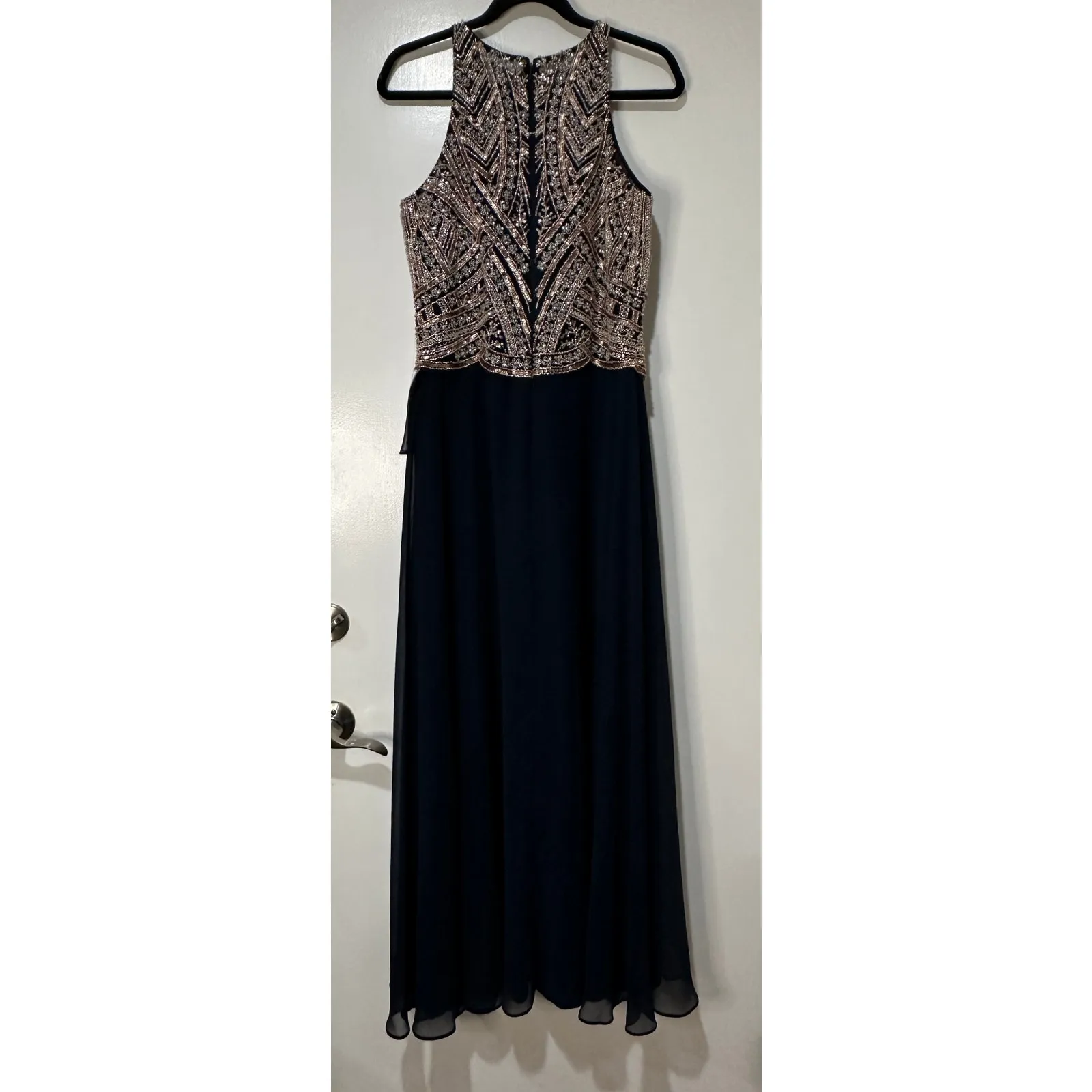 Betsy & Adam Women's Beaded Navy Gold Gown Size 10 Petite NWT Elegant Formal - Image 11