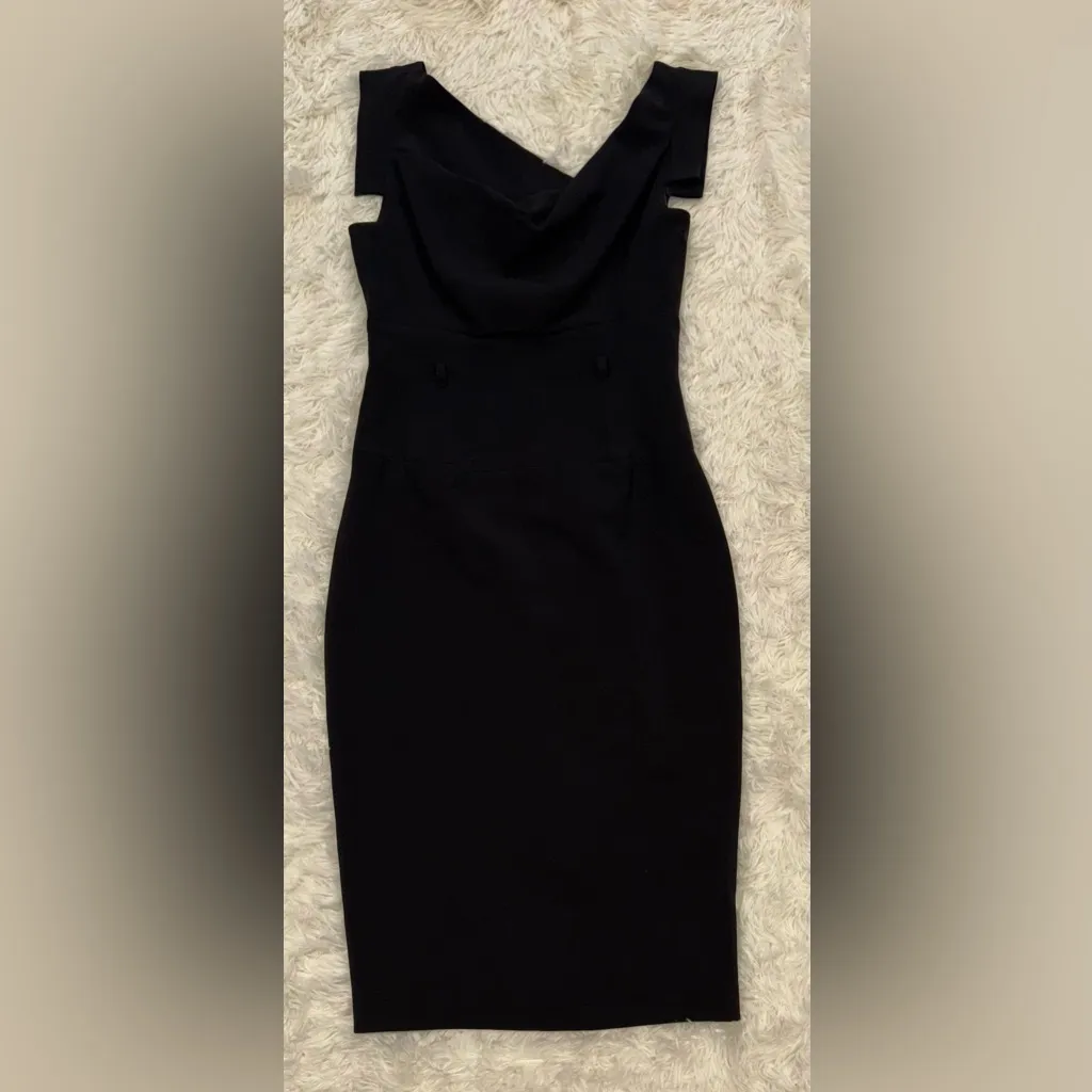 NWOT Black Halo Belted Classic Jackie O Midi black Dress size 6 - Image 5