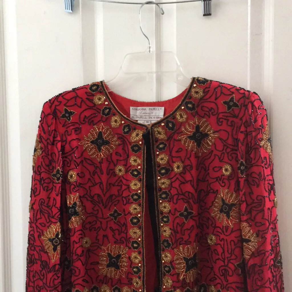 FINAL MARKDOWN Ladies adrianna papell beaded jacket medium - Image 3