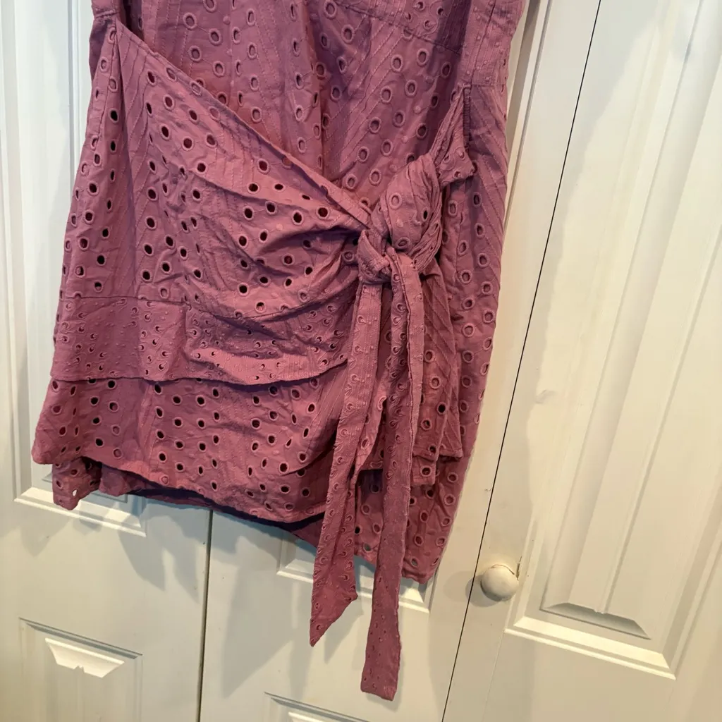 Anthropologie Dolan Lavender‎ Patsy Eyelet Wrap Dress Size Large Purple - Image 6
