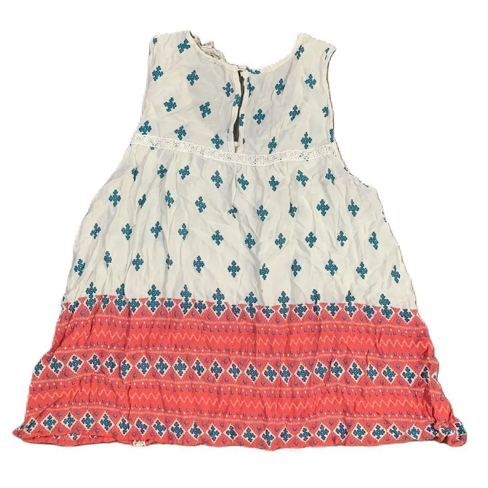 Sweet Journey Size Small White/Pink Sleeveless Blouse Tank - Image 3